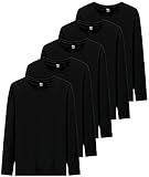 [SHINE MOON] インナーシャツ メンズ 長袖 Tシャツ 肌着 防寒 インナー ロング 綿100% 丸首 ヒートテック 保温 静電気軽減 メンズ 服 秋 冬 （5枚/黒/4XL）