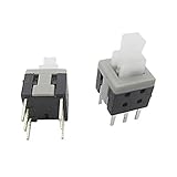 Goliton®　50X　グレー (6ピン)　押しタクティールパワーマイクロスイッチ　ロックフリーオフ/オンボタンラッチングスイッチ　【5.8x5.8mm】
