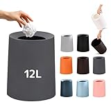ゴミ箱 おしゃれ ゴミ袋が見えない 丸型 卓上 ビニール袋隠す 1.5L/8L/12L シンプル リビング キッチン 洗面所 オフィス ごみ箱 ごみばこ フタなし ルクレール 2重構造 フタなしゴミ箱 (グレー, 12L)