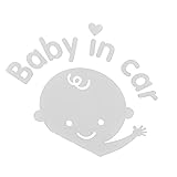【ノーブランド 品】ビニール製　取り外し可能　車　ステッカー　デカール　シール　DIY　装飾　Baby in car パターン　ホワイト