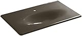 KOHLER K-3051-1-20 Iron/Impressions 37" Vanity-Top Bathroom Sink with Single Faucet Hole, Suede [並行輸