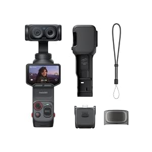 Insta360 Luna Ultra コスミックブラック- デュアルLeicaレンズ搭載8K Vlogカメラ、12倍ズーム、1インチセンサー、着脱式2インチタッチスクリーン、トリプルAIチップ搭載、Vlog撮影向けポケットジンバルカメラ