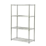 エイアイテック(AITECH) スチールラック オープンラック シェルフ 本棚 スリム 省スペース 頑丈 おしゃれ かわいい オフィス 組立簡単 3段/4段/5段 キッチン収納 25φスチールラックセット4段 幅90cm 奥行45cm 高さ150cm 組立品 メッキ YSR-9015