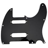 Musiclily Pro 8穴SS テレキャスターピックガードFender American/Mexican Deluxe Nashville Teleエレキギター用、ブラック3P