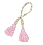 子供ベッドルーム木製ビーズタッセルペンダントハンドメイド子供部屋壁Hanging Decor Kids写真プロップ 49cm ピンク
