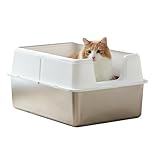 【OFT】 ステンキャットトイレ XL ハイタイプ ホワイト ステンレス 猫トイレ 清潔 シンプル 丈夫 飛び散り防止 飛散