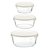 HARIO(ハリオ) 耐熱ガラス製 保存容器 丸 S/M/L 3個セット ホワイト 電子レンジOK 食洗器OK 300mL/600mL/1200mL 日本製 MST-3018-OW