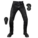 [RENHE] バイクパンツ 夏 バイク用メッシュパンツ 夏用 メンズ ライディングパンツ プロテクター ライダースパンツ 通気 バイクズボン ストレッチ素材 耐磨耗 ブラック1 Lサイズ