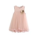 Sunward夏レースプリンセスウェディング洗礼ドレスノースリーブフォーマルパーティーWear with Brooch for Toddler Baby Girl カラー: ピンク