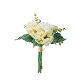 asca 造花 ミックスフラワーブーケ クリームグリーン