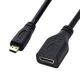 Chenyang - ノートパソコン、PC、HDTV用のMicro HDMI 1.4タイプDオスからMini HDMI 1.4タイプCメスへの延長ケーブル、10 cm