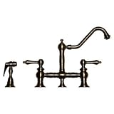 Whitehaus WHKBTLV3-9201-PTR Vintage Iii 9-Inch Bridge Faucet with Long Traditional Swivel Spout, Lev