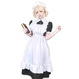 [harukita] メイド服 英国風 半袖 黒白 ロング セクシー コスプレ メイド服 3点セット ロリータ ワンピース 女性 男性用 長袖 文化祭 仮装 衣装 可愛い 人気 演出服