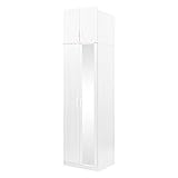 クローゼット 収納 たんす ハンガーラック ミラー付き 衣類収納 木製 上置きタンスセット ホワイト