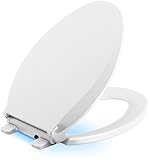 KOHLER 75796-0 Cachet Nightlight Quiet-Close with Grip-Tight Elongated-Front Toilet Seat, White [並行輸