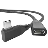 USB Type C 延長ケーブル L字型 1M 90度USB C 3.2 Gen2 メス-オス ケーブル 20Gbps 高速データ転送 PD 100W急速充電 4K@60Hz ビデオ出力対応 Type C 延長コード 高耐久ナイロン編み iPhone 17/16 MacBook Pro/Air iPad MagSafe Galaxy S26 S25などType C機種対応
