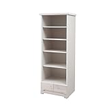 天然木パイン材のカントリー調オープンキャビネット　(幅60cm・ハイタイプ)ホワイトウォッシュ色