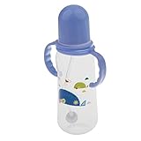 Perfk 赤ちゃん ボトル マグストロー ストローボトル ミルクボトル 哺乳瓶 250g ハンドル付き 持ちやすい 全4色 - 青