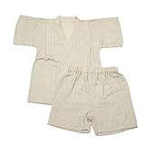 甚平男の子女の子 やわらかコットンWガーゼ　安心・安全の日本製 110cm カフェオレベージュ