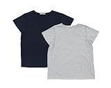 半袖Vネック　授乳Tシャツ　2枚組（グレー×ネイビー）