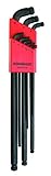 Bondhus 67099 Stubby Double Ball End L-Wrench Set with ProGuard Finish and Extra Long Arm, 9 Piece [