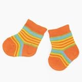 (グレェド) Groedo オーガニックコットン ベビー ソックス オレンジ・ターコイズ・黄緑・イエロー ストライプ サイズ01 (9～10cm 目安月齢6～12ヶ月)
