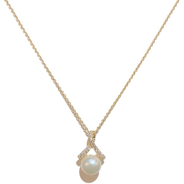 南洋真珠ゴールド13x16mmペンダント(18金)ネックレス(シルバー) 響】ゴールデンパール ピンクゴールド ペンダント｜無調色 白蝶