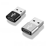 USB 変換アダプタ Type C (メス) to USB 2.0 (オス) 【 2個セット】急速充電＆高速データ同期 小型 パソコン/タブレット 向けのTypeタイプ CからUSB A充電器プラグケーブルコンバータ (ブラック+シルバー)