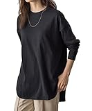 [ピエロ] コットン ロングスリーブ Tシャツ ロンT 長袖 カットソー レディース M ブラック MD