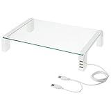 キングジム デスクボード USBハブ付 ガラス天板 幅40cm 白 THDBU-10W