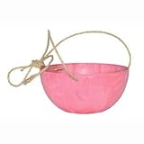 【2個入】底面給水型植木鉢/プランター アートストーン ハンギング/φ25cm 底栓付 ピンク 〔ガーデニング用品/園芸〕