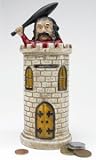 8.5 " Collectibleレプリカアンティーク中世Statue Sculpture城Authentic Foundry Iron Mechanical Bank