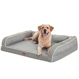 EMME 犬 ベッド 清掃しやすい 防水 ペットベッド ペットソファー 犬用ベッド 洗える さらさら 通気性 蒸れにくい ペットクッション 枕付き クッション性が 高反発 高齢犬 子犬 猫 多頭飼い 取り外せるカバー 滑り止め オールシーズン 中型犬 大型犬 洗える ペット用ベッド68x50x16cm ライトグレー Mサイズ