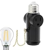 電球コンセントアダプター、電球プラグアダプター、ライトソケットからプラグアダプター、E26 電球ソケットアダプター、ランプホルダーからプラグアダプタージッパースイッチ米国標準、プルチェーン付き2プロングコンセントプラグスプリッターコンバーター、E26ポイントファイヤーランプヘッド変換ランプホルダー、パティオ、ポーチ、ガレージ用