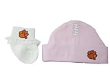 Clemson TigersピンクオレンジFootball幼児新生児帽子ブーティベビーギフトボックスCU
