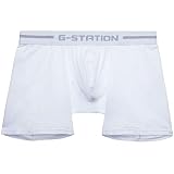 [ジーステーション] XL ホワイト 綿コーマ ストレッチコットン ローライズ ロングボクサーパンツ メンズ 男性下着 タグレス モッコリ