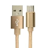 【2本セット】USB Type C ケーブル対応 (3m/ゴールド) 急速充電 高耐久 ナイロン編み 充電ケーブル タイプC