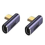 USB4.0 Type C 変換アダプタ 2個セット 40Gbps高速転送 5A急速充電100W 8K@60Hz映像出 L字 USB Cアダプタ、90度直角L型、タイプc l字 変換アダプタ 、L字 USB C 延長アダプタ USB C オスメス延長アダプタ for Thunderbolt 3/4とUSB Type Cインターフェースデバイスと互換性がある。 (左右 90° ミドルベント 2個)