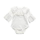 杜屋トヤ 赤ちゃん、無地、レース、スピーカースリーブ、ロングスリーブ、ロンパー、ジャンプスーツ ホワイト、ピンク70,80,90,100