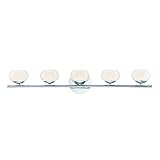 Eurofase Marche Etched Globe 5 LED Bathbar仕上げ、曇りガラスシェード、33.75インチwide-model 31796 – 019、クロム