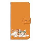 iPhone 16 e 用 アイフォン16eのケース スマホケース 手帳 カードスロット ねこ充電中 ゆるねこ 癒し系 休憩モード オレンジ 240124c