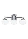 Sea Gull照明44438en3 – 05 Academy three-light Bathまたは壁ライト器具withサテンホワイトガラス、クローム仕上げ