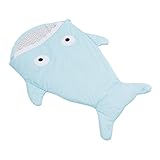 シュラフ　ベビー　おくるみ　サメの形　寝袋　ブランケット　暖かい 赤ちゃん対応　柔らかい肌触り (ブルー)