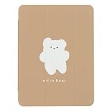 iPad 第9世代 第8世代 第7世代 10.2インチ 対応 ケース カバー A2602 A2604 A2603 A2270 A2428 A2429 A2430 A2197 A2198 A2200 アイパッド9 韓国 くま しろくま 白くま 可愛い ブラウン かわいい キッズ 子供