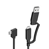 MP Mobile Pixels 2-in-1 USBケーブル 3A/5.0 Gbps USB Type C to USB Type A/C ケーブル 直角ヘッド 3フィート ブラック