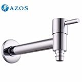 AZOS 洗濯機の蛇口 単一冷水栓 銀色 真鍮製 壁付形 洗面器 PJXY020
