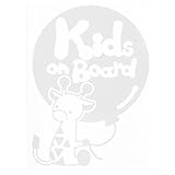 ホワイト（白） Kids on board帽子付きりん キリン 動物 ステッカー 窓ガラス シール キッズ イン ザ カー ※吸盤・マグネットタイプではあ...