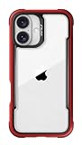 【RAPTIC】 iPhone 16 Plus 対応 ケース クリア 耐衝撃 米軍MIL規格 スマホケース 薄型 アルミ フレーム 透明 スマホカバー [ iPhone16Plus アイフォン 16 プラス 対応 携帯ケース ] iPhone 16Plus Case Shield レッド