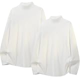 [Platilive] メンズ Ｔシャツ 2枚組 長袖 カットソー ティーシャツ 大きいサイズ おしゃれ 柔らかい 無地 厚手 メンズ tシャツ 秋冬春服 white 2XL