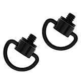 DELUXEFOX 1/4インチネジ 2個入り 1/4 変換アダプター 炭素鋼材 カメラ固定ネジ Dリング付きカメラネジアダプターセット 連結ネジ 固定ネジアダプター 撮影補助ツール 三脚マウント トライポッドアダプター (ブラック)